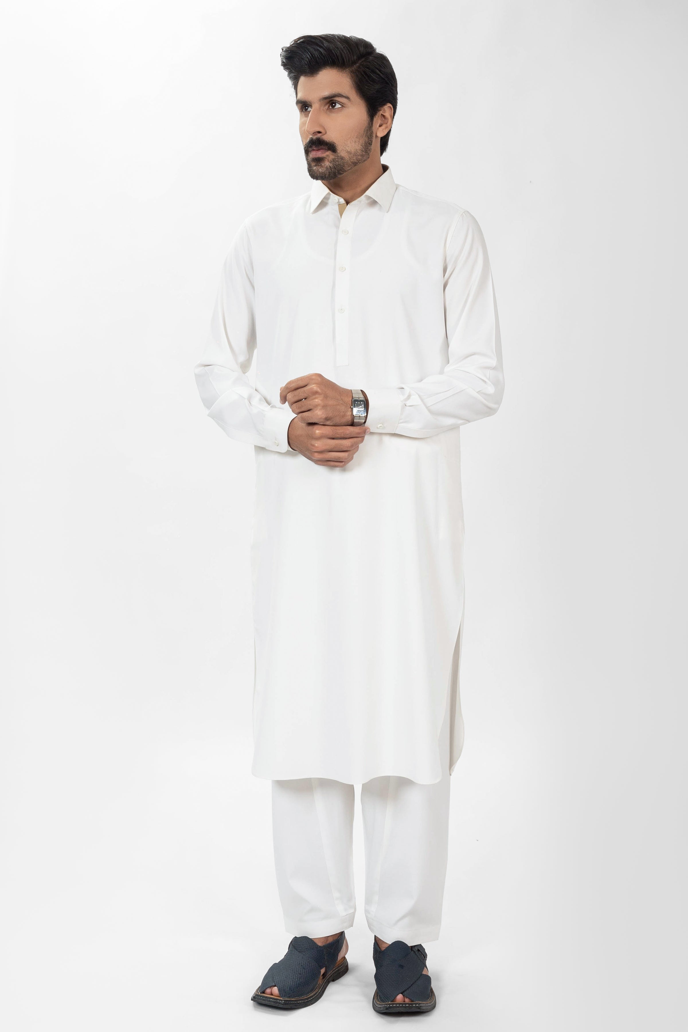 WHITE BLENDED SHALWAR KAMEEZ