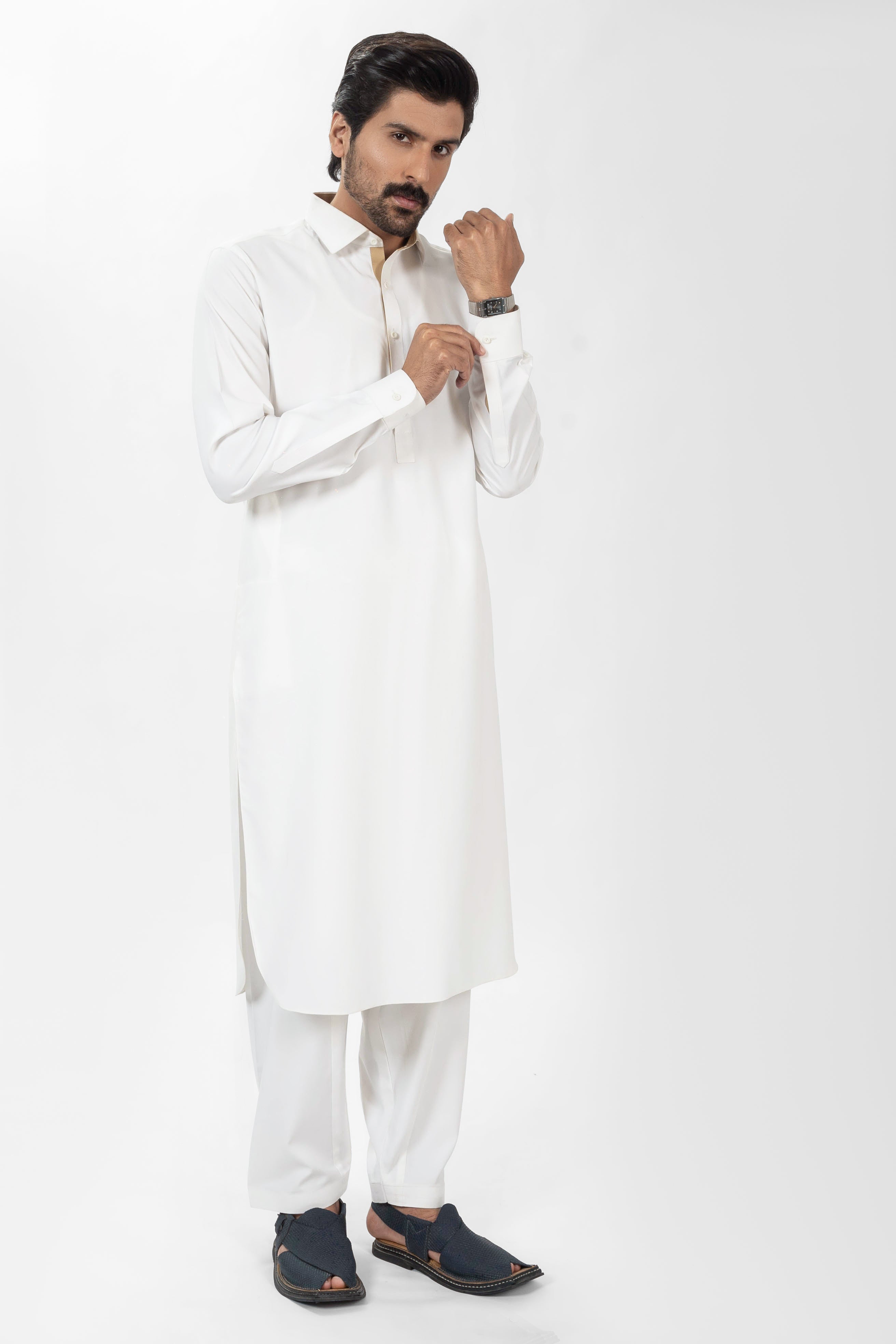 WHITE BLENDED SHALWAR KAMEEZ