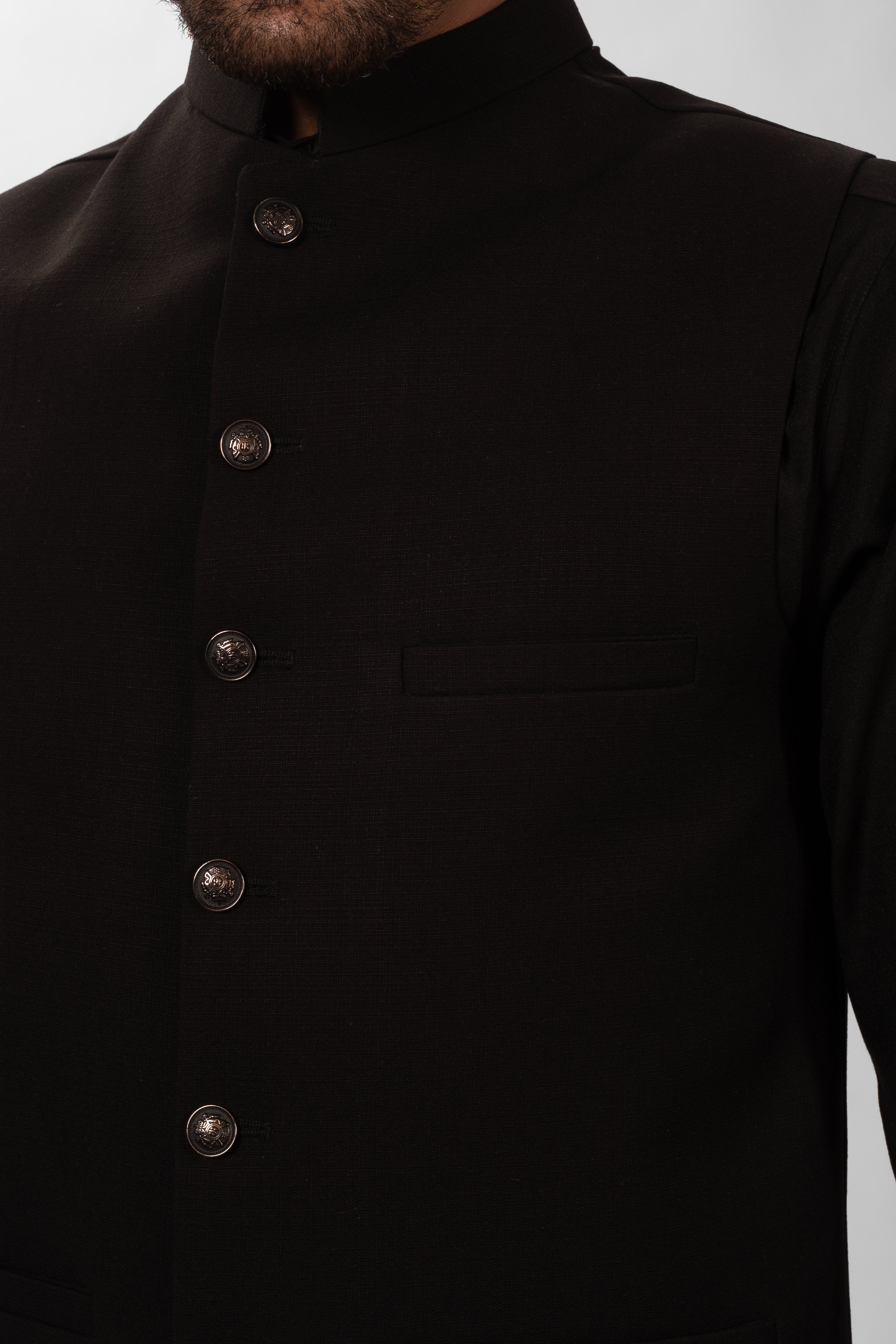 BLACK SUITING WAISTCOAT