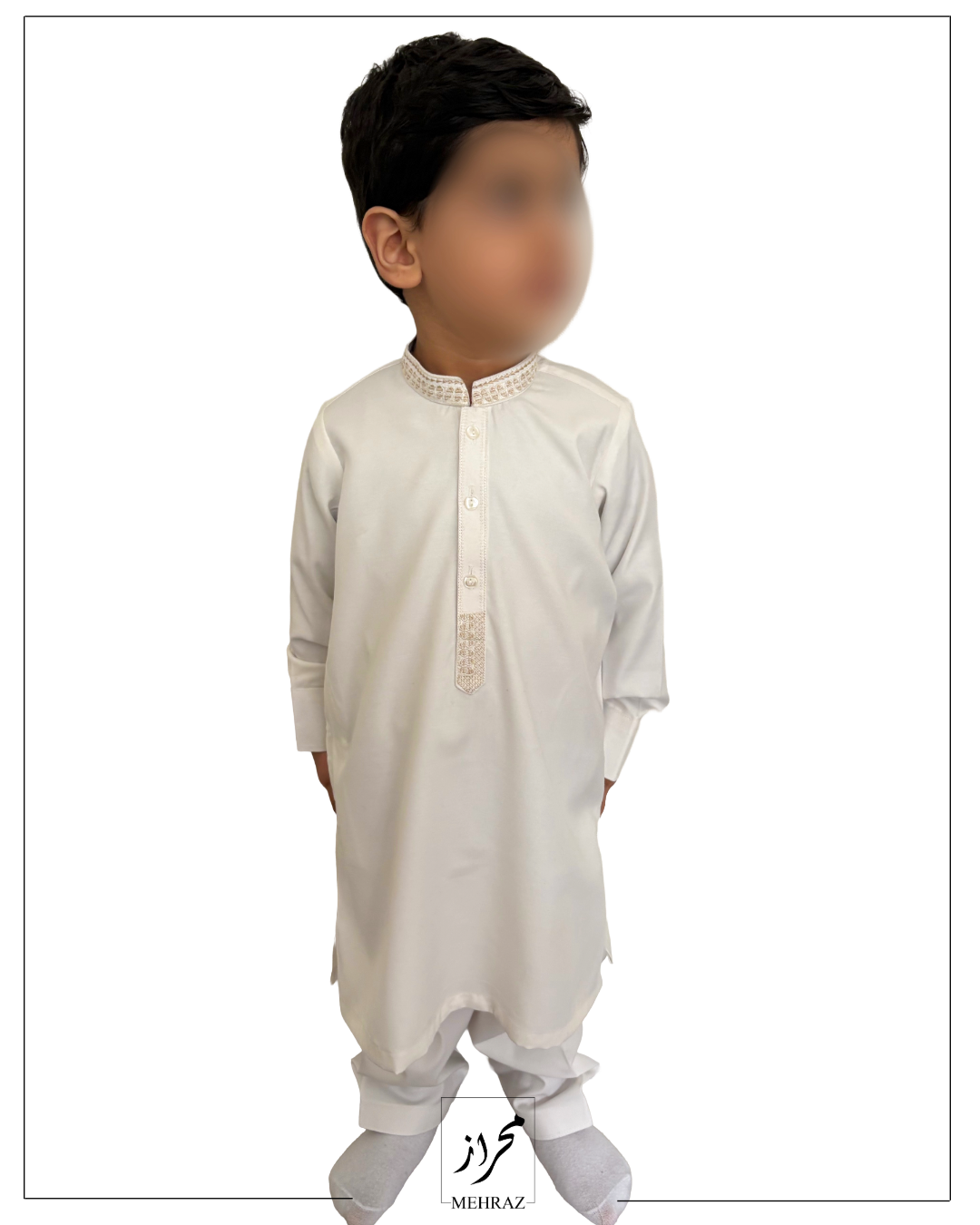 BOYS BLENDED WHITE SHALWAR KAMEEZ