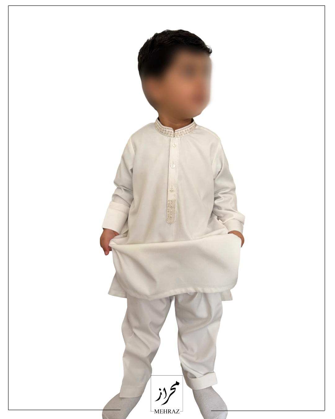 BOYS BLENDED WHITE SHALWAR KAMEEZ