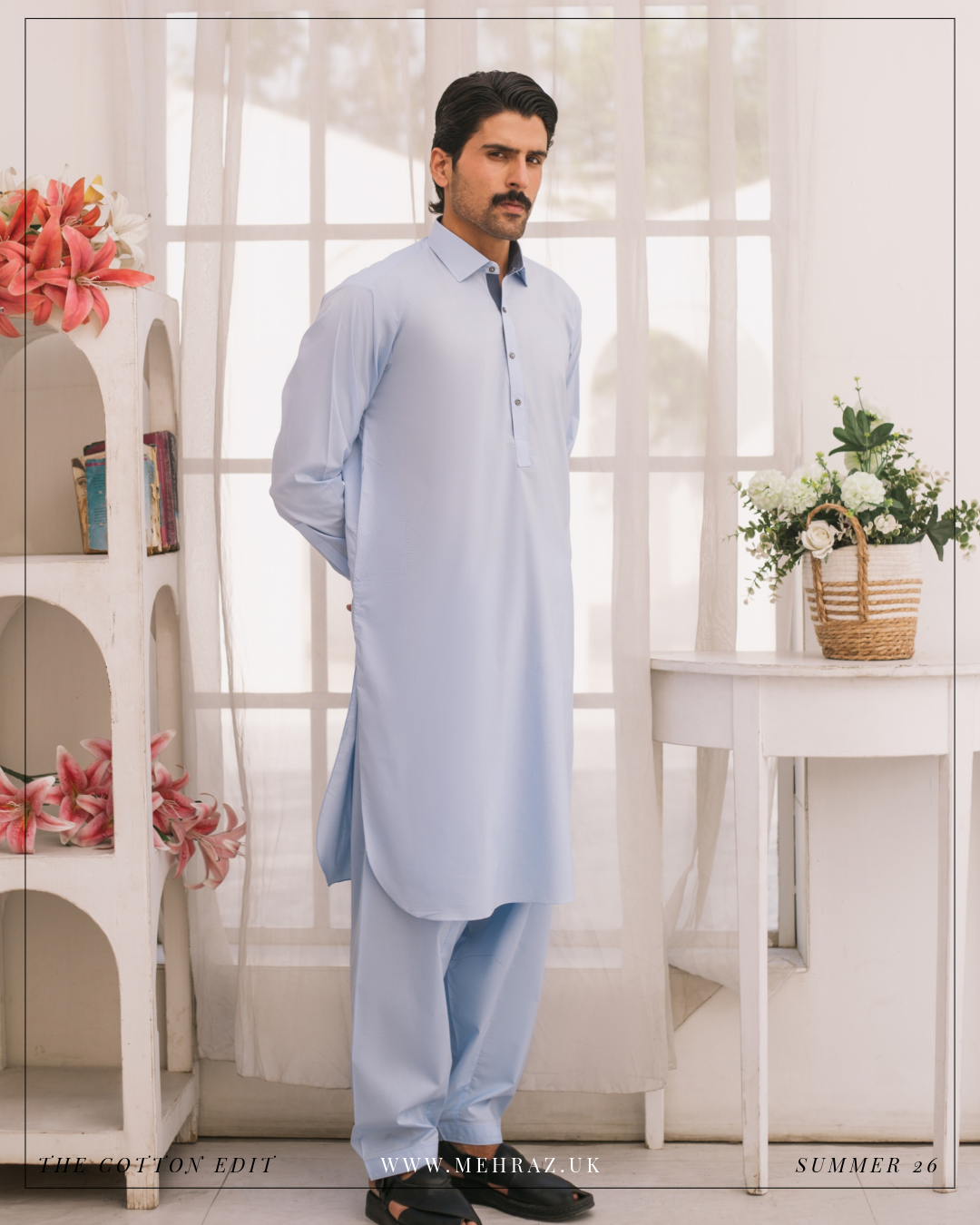 SKY BLUE COTTON SHALWAR KAMEEZ